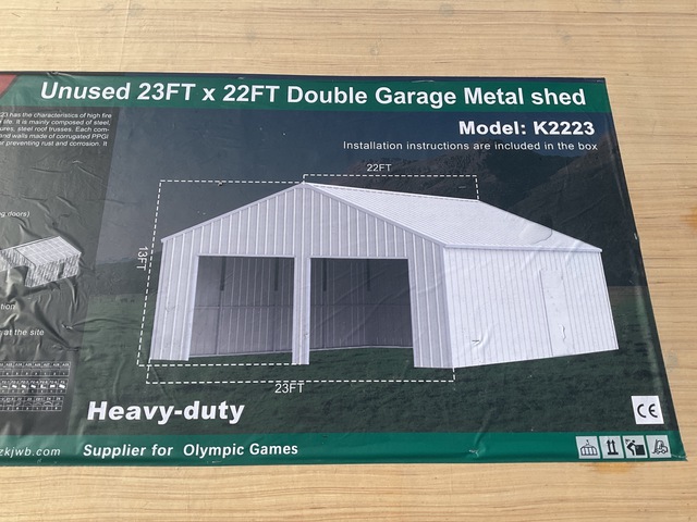 KJ K2223 Double Garage Metal Shed - Unused
