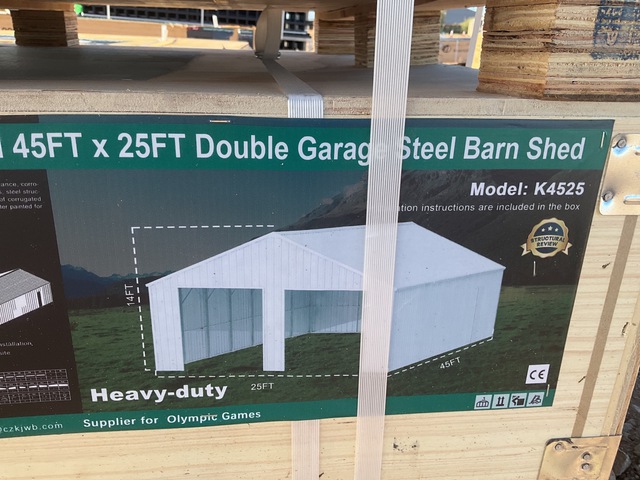 KJ K4525 Double Garage Steel Barn Shed - Unused