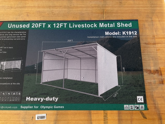 KJ K1912 Livestock Metal Shed - Unused