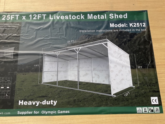 KJ K2512 Livestock Metal Shed - Unused