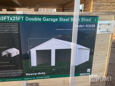 KJ K3325 Double Garage Steel Barn Shed - Unused