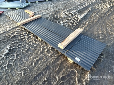 Quantity of (30) 16 ft x 3 ft Grey Metal Roof Panels