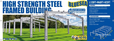 2025 BLUESEA 120 ft x 60 ft x 23 ft High Strength Steel Framed Building (Unused)
