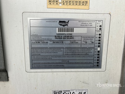 2020 Wabash 53 ft x 102 in T/A Van Trailer