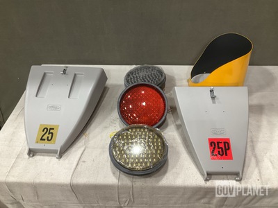 (2) Traffic Signal Light Assemblies, (19) Traffic Light Visors & Assorted Items