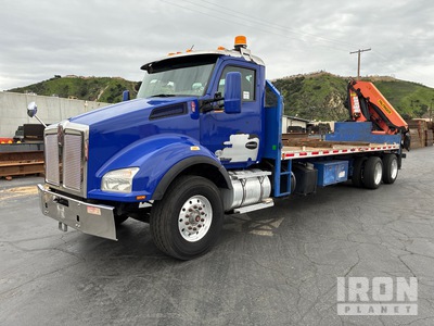 2015 Palfinger PK 30002 21160 lb Knuckle Boom on 2016 Kenworth T880 6x4 Flatbed Truck with Crane