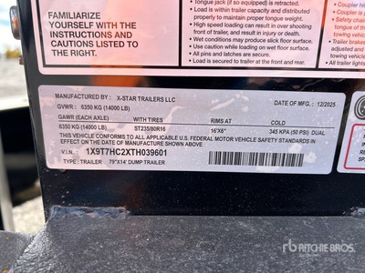 2026 X-STAR 14 ft T/A Remolque Bañera Ligero