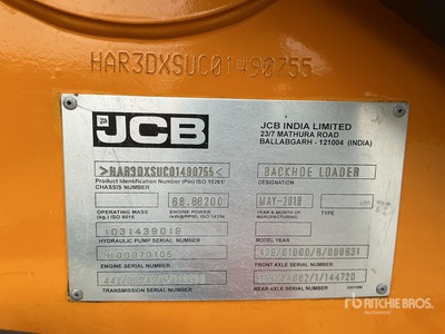 2019 JCB 3DX Backhoe Loader
