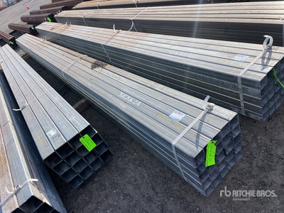 Quantity of (25) 3 in Square Galvanized 11 Gauge x 24 ft Tubing Varios. Industrial (Unused)