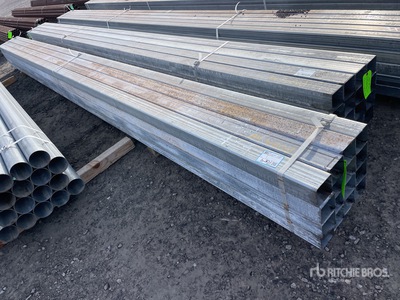 Quantity of (16) 4 in Square Galvanized 14 Gauge x 22 ft Tubing Varios. Industrial (Unused)