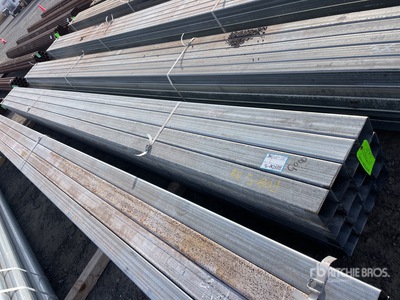 Quantity of (16) 4 in Square Galvanized 14 Gauge x 21 ft Tubing Varios. Industrial (Unused)