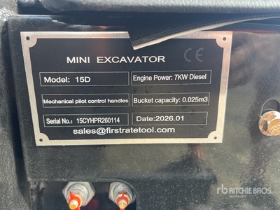 2026 VICSEC VC15D-Y Mini Excavator (Unused)