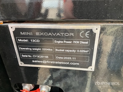 2026 VICSEC VC13CD Mini Excavator (Unused)