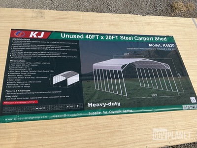 KJ K4020 Steel Carport Shed - Unused