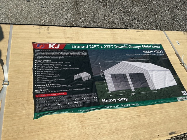 KJ K2223 Double Garage Metal Shed - Unused