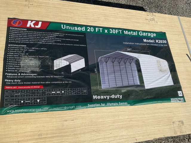 KJ K2030 Metal Garage - Unused