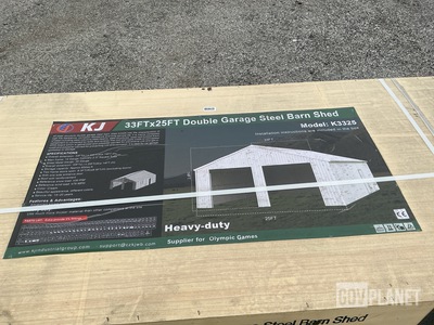 KJ K3325 Double Garage Steel Barn Shed - Unused