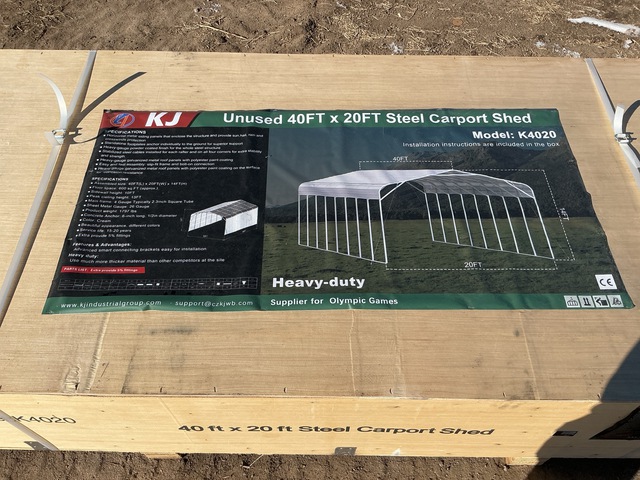 KJ K4020 Steel Carport Shed - Unused