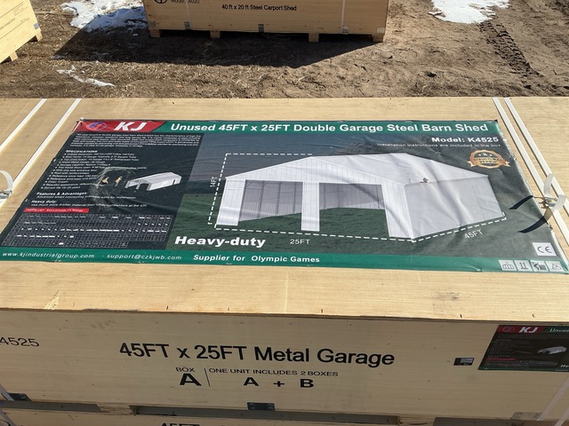 KJ K4525 Double Garage Steel Barn Shed - Unused