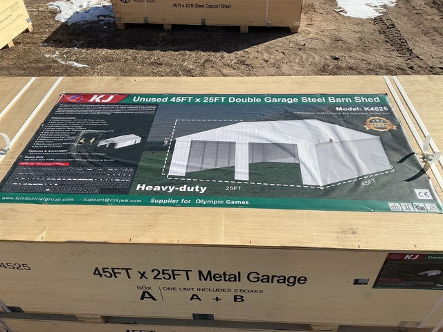 KJ K4525 Double Garage Steel Barn Shed - Unused