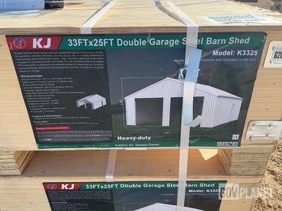 KJ K3325 Double Garage Steel Barn Shed - Unused