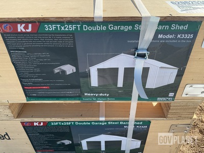 KJ K3325 Double Garage Steel Barn Shed - Unused