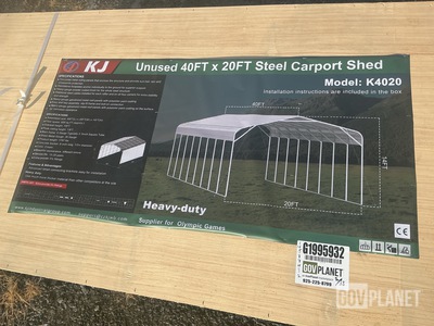 KJ K4020 Steel Carport Shed - Unused