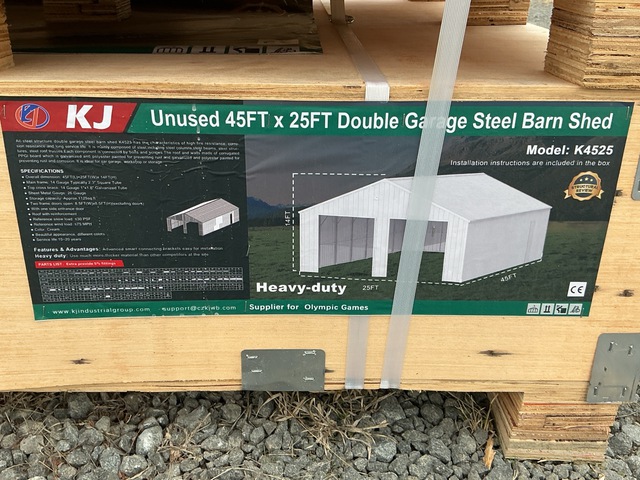 KJ K4525 Double Garage Steel Barn Shed - Unused KJ K4525 Double Garage Steel Barn Shed - Unused