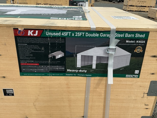 KJ K4525 Double Garage Steel Barn Shed - Unused KJ K4525 Double Garage Steel Barn Shed - Unused