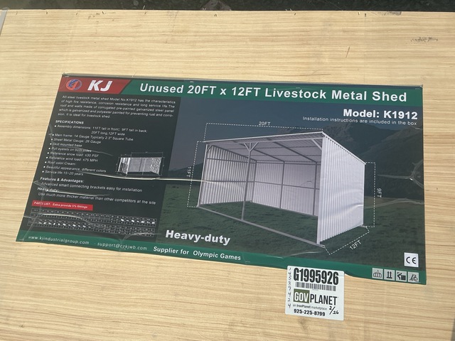 KJ K1912 Livestock Metal Shed - Unused