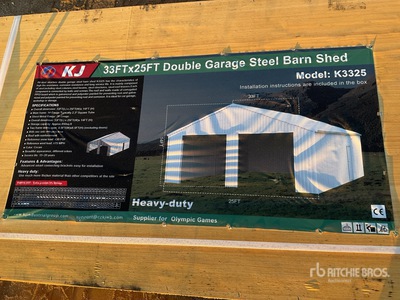KJ K3325 Double Garage Steel Barn Shed - Unused