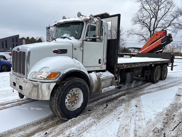 2018 Palfinger PK23500 Knuckle Boom on 2015 Peterbilt 348 6x4 Flatbed Truck with Crane
