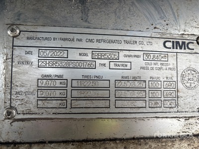 2023 Vanguard 53 ft x 102 in T/A Refrigerated Trailer