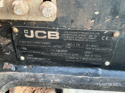 2021 JCB 16C-1 Tracked Excavator