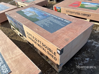 2025 AGR-MS2322 23 ft x 22 ft Double Garage Metal Storage Building (Unused)