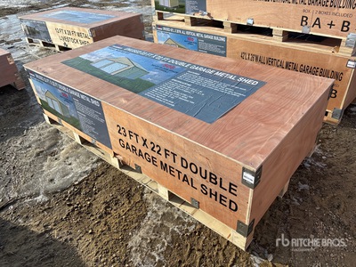 2025 AGR-MS2322 23 ft x 22 ft Double Garage Metal Storage Building (Unused)