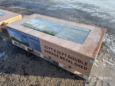 2025 AGR-MS2322 23 ft x 22 ft Double Garage Metal Storage Building (Unused)