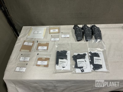 (10) Pistol Holsters, (13) Helmet Modification Kits & Assorted Items