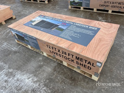 2025 Rhino AGR-LS1228 12 ft x 28 ft Metal Livestock Shed (Unused)