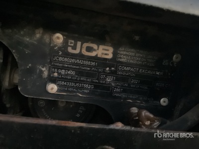 2021 JCB 8026 Tracked Excavator