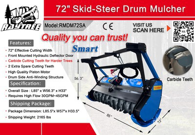 2025 Raytree RMDM72SA 72 in Drum Trituradoras para minicargadora (Unused)
