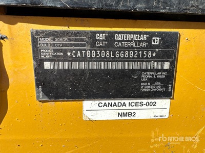 2020 Cat 308 CR Tracked Excavator