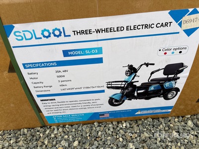 2026 SDLOOL SL-D3 Three Wheeled Electric Utility Cart (Unused)