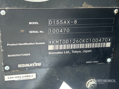 2020 Komatsu D155AX-8 ブルドーザー