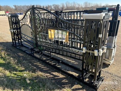 2026 suhivelee NFG-20FGP-D03 20 ft x 5 ft Wrought Iron Bi-Parting Driveway Gate (Unused)