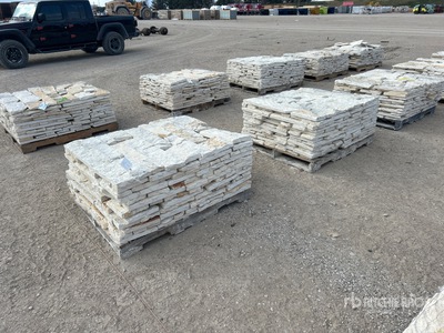 Quantity of (8) Pallets Texas Limestone Austin Sunflower 4 - 8 in Thin Veneer حجر