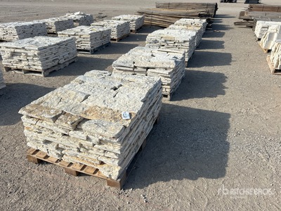 Quantity of (8) Pallets Texas Limestone Austin Sunflower 4-8 in Thin Veneer حجر