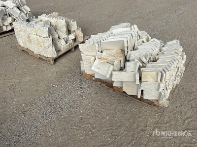 Quantity of (2) Pallets Texas Limestone Austin Sunflower Corners 4-8 in Thin Veneer حجر