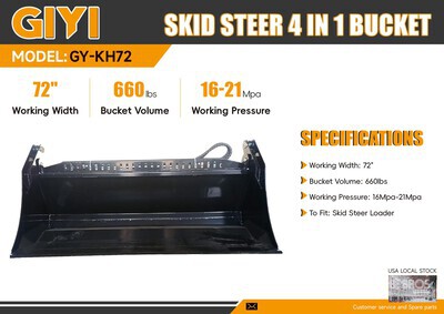 2026 GIYI GY-KH72F 72 in Multi-Purpose Godet pour chargeuse à différentiel (Unused)