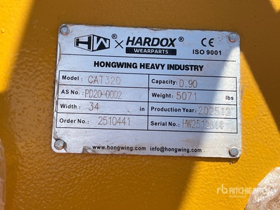 2025 HW BKT32034CRUSH 34 in 0.9 m3 Excavator Crusher Bucket - Fits Cat 320 (Unused)